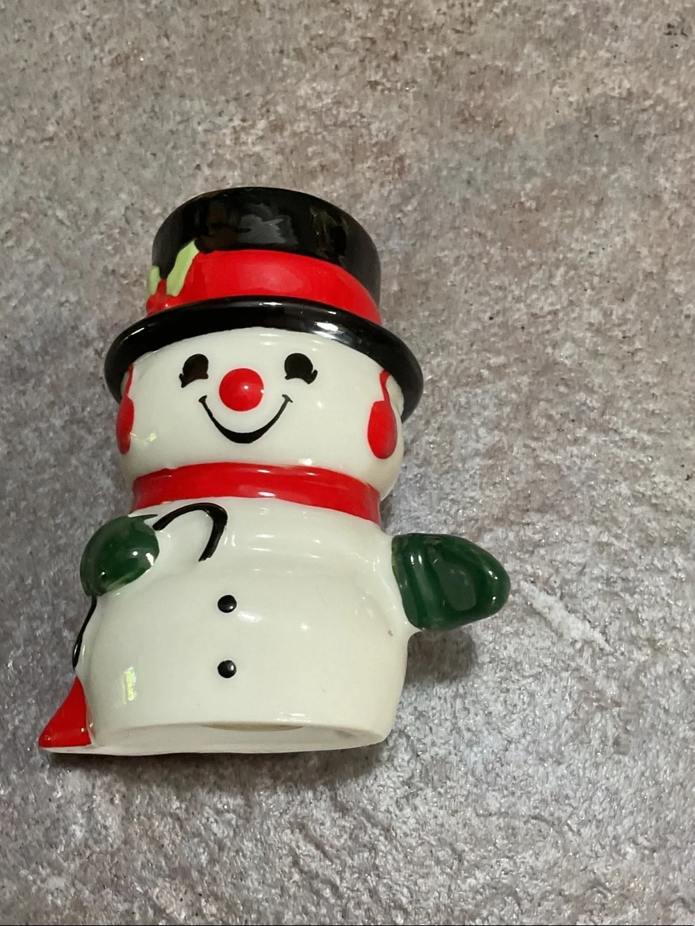 Hallmark Cream, Black, Red and Green Ceramic Snowman Couple Figurines